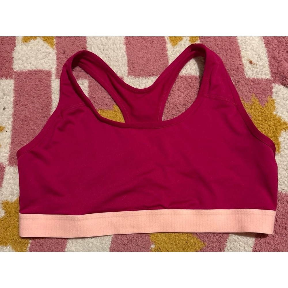 Athletic Works Fuchsia & Light Pink Low Impact Sports Bra, Size Medium
